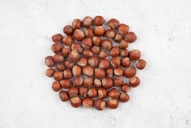 Flat lay of chestnuts arrangement