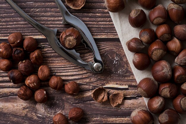 Flat lay of chestnuts arrangement