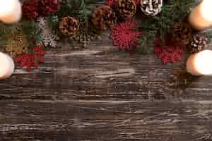 Free photo flat lay christmas decorations composition with copy space