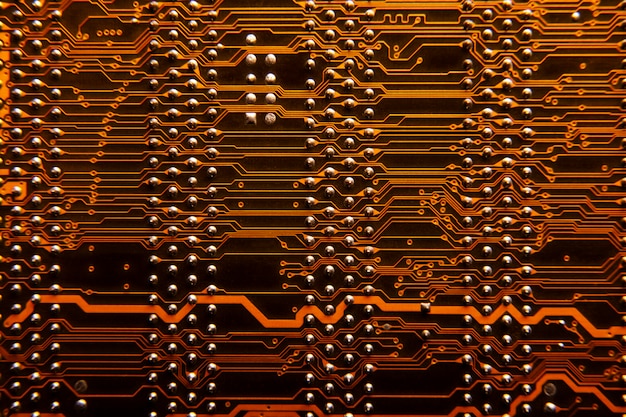 Flat lay circuit board close-up