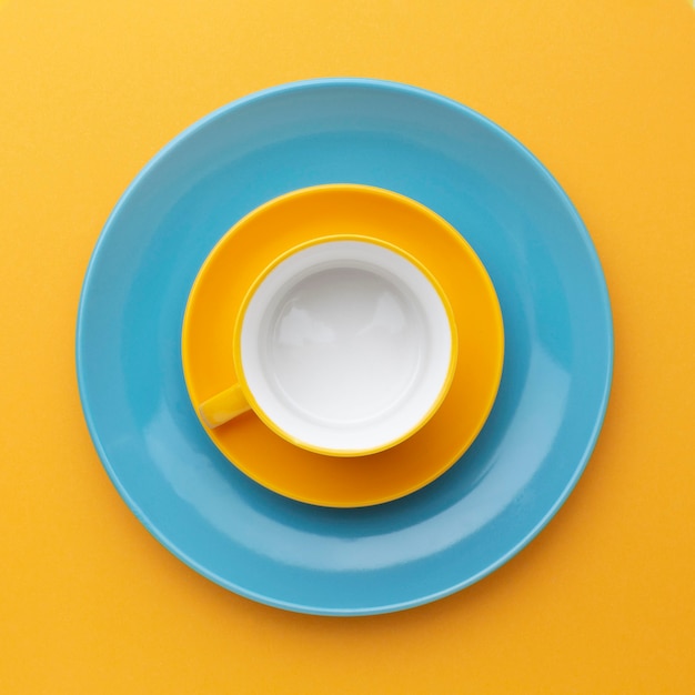 Flat lay clean tableware