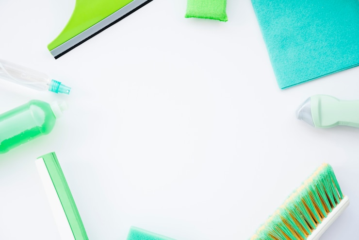 Free Photo flat lay cleaning composition with copyspace
