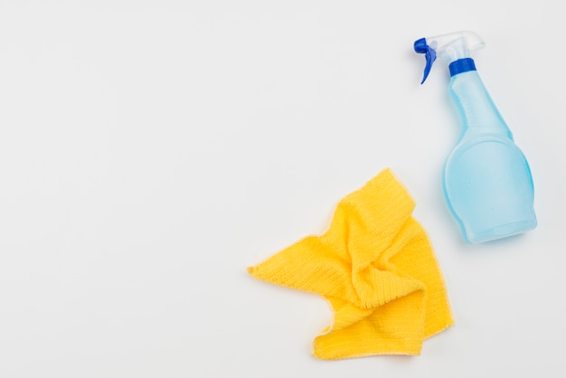 Flat lay of cleaning products