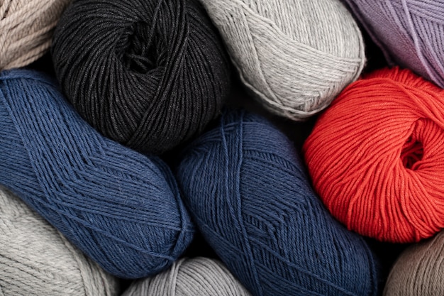Free photo flat lay of colored wool yarn