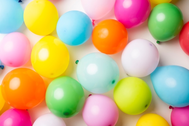 Free photo flat lay of colorful balloons