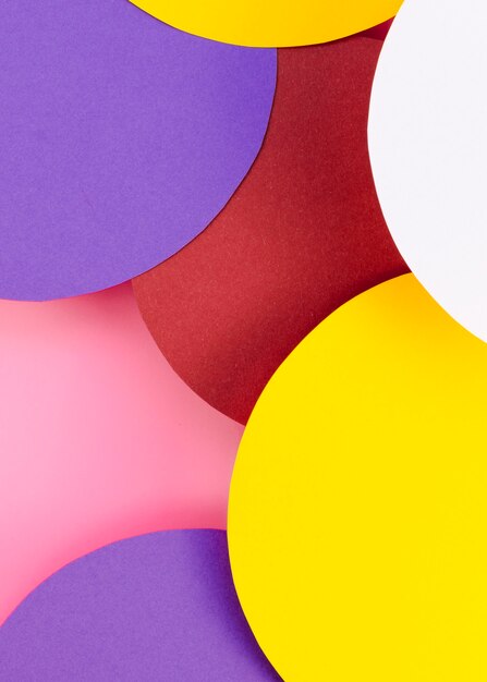 Flat lay of colorful circles in paper