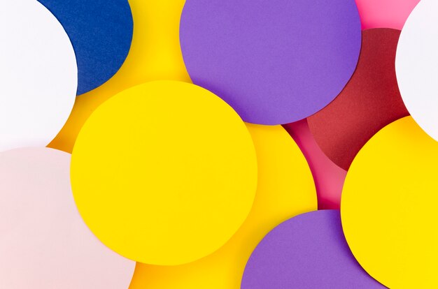 Flat lay of colorful filled paper circles