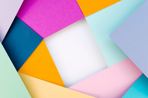 Flat lay of colorful geometric paper shapes