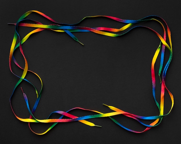Бесплатное фото Плоская разноцветная кружевная рамка