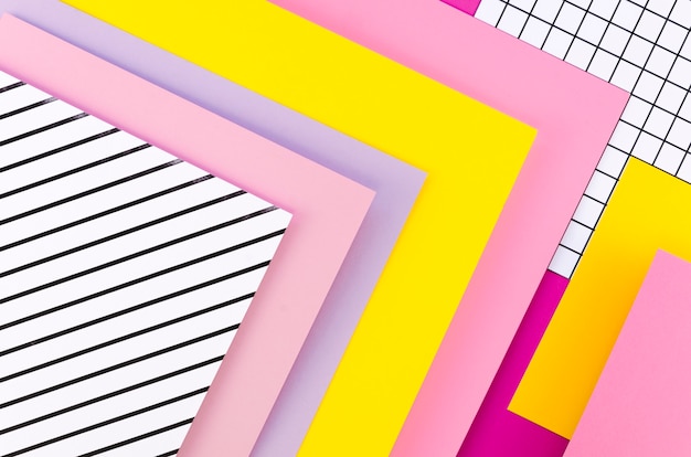 Flat lay of colorful paper sheets geometry