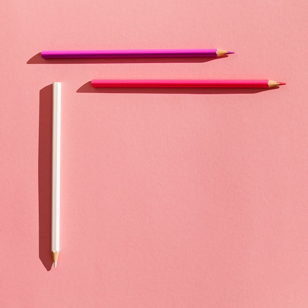 Flat lay colorful pencils arrangement