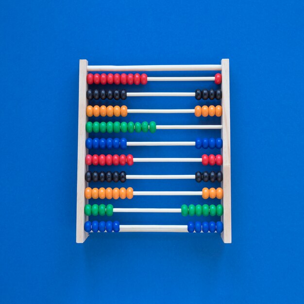 Flat lay colourful abacus for counting