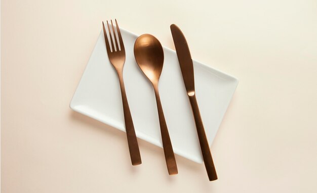 Flat lay composition of beautiful tableware on the table