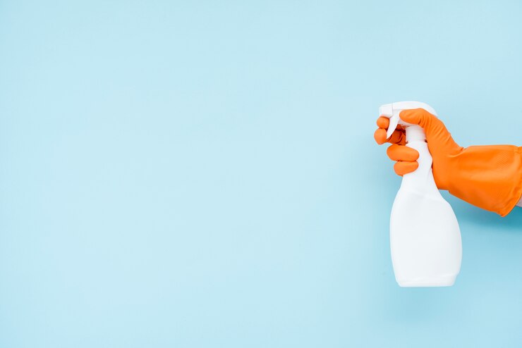 Free Photo flat lay composition of cleaning products with copyspace