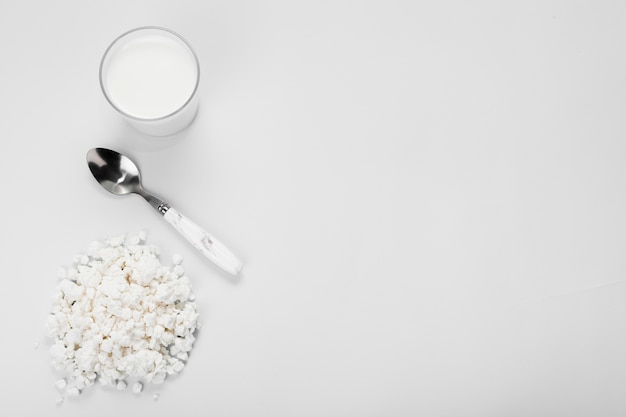 Flat lay composition of different ingredients on white background with copy space