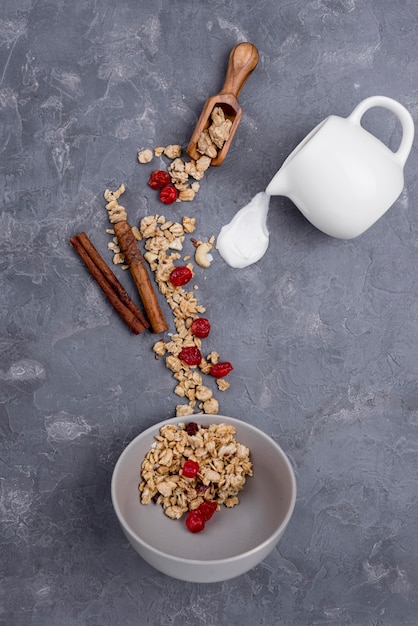 Foto gratuita composizione piatta laica di diversi ingredienti