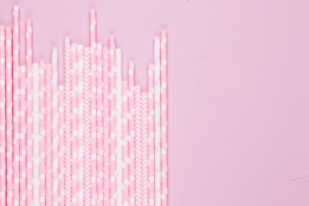 Free photo flat lay composition of drinking straws