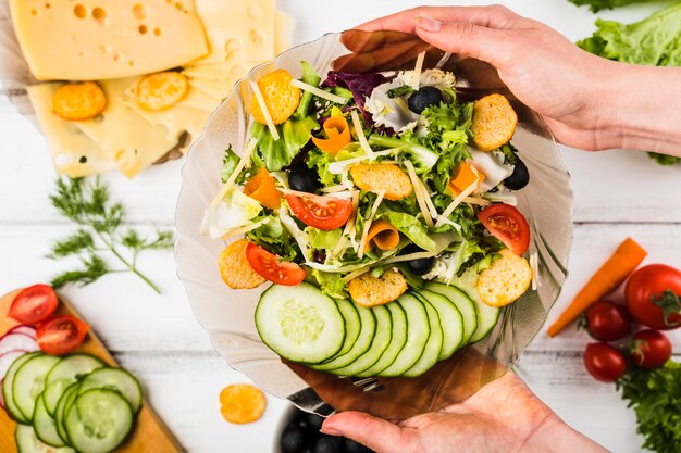 Flat lay composition of healthy vegetables