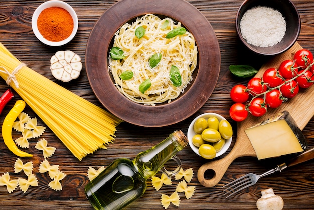 Free photo flat lay composition of italian food