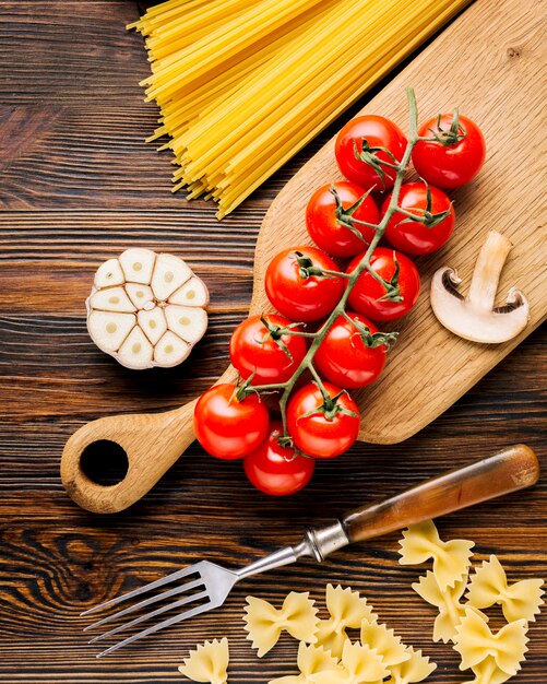 Flat lay composition of italian food