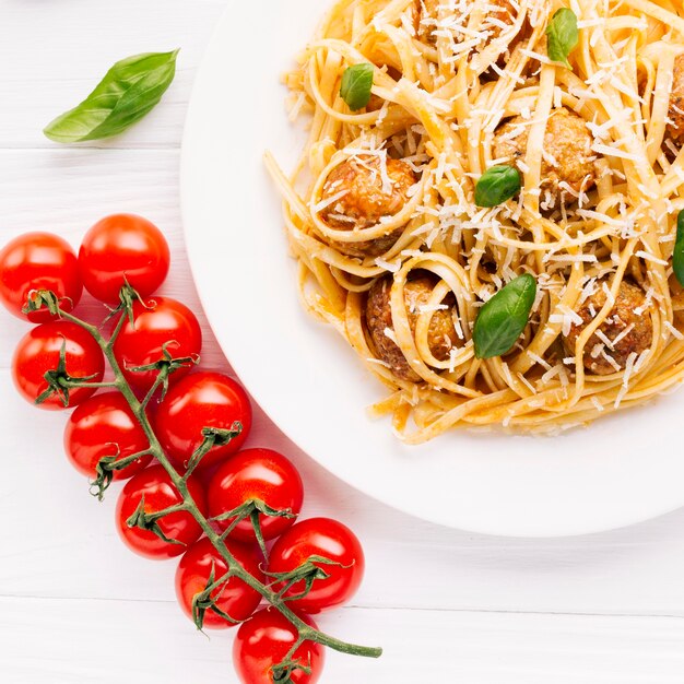 Flat lay composition of italian food