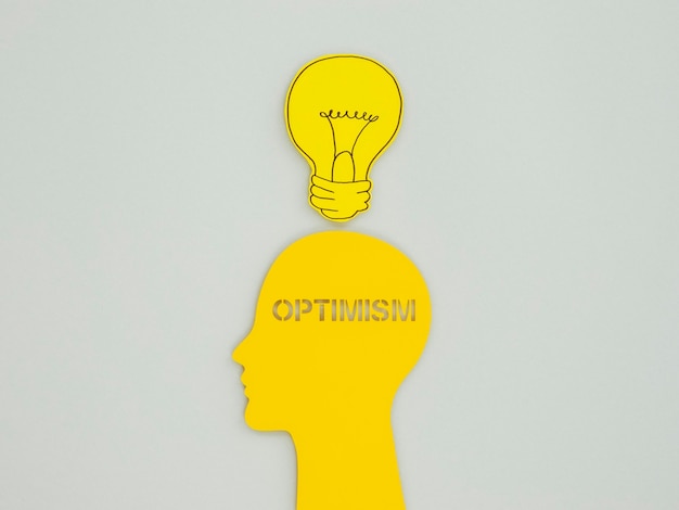 Flat lay composition of optimism concept elements