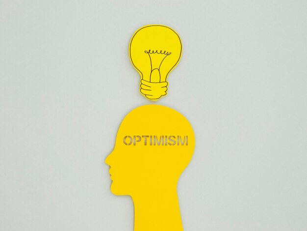 Flat lay composition of optimism concept elements