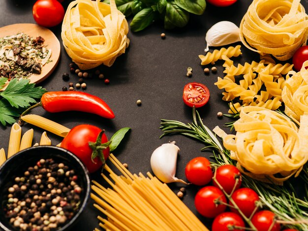 Flat lay composition of pasta