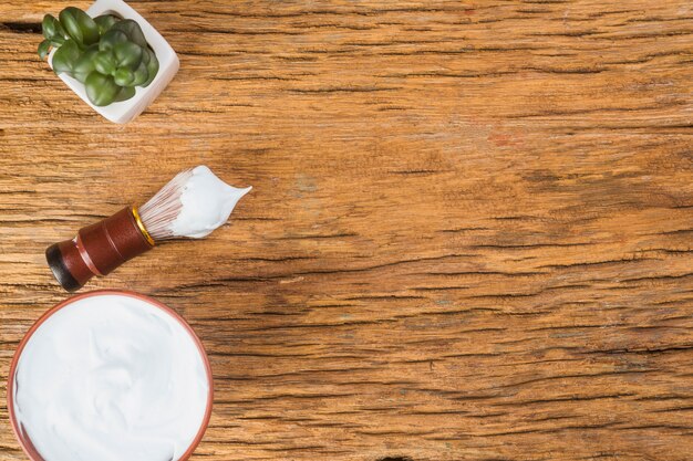 Flat lay composition of shaving objects