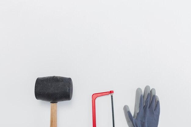 Flat lay composition of tools