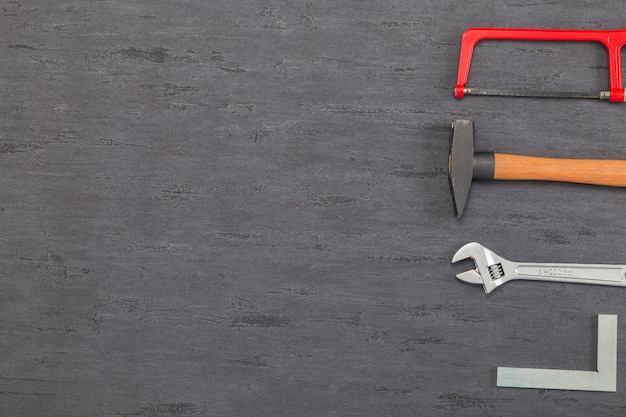 Flat lay composition of tools