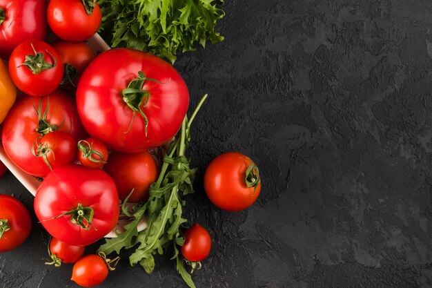 Flat lay composition of vegetables with copyspace