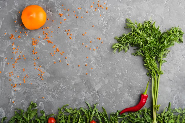 Flat lay composition of vegetables with copyspace