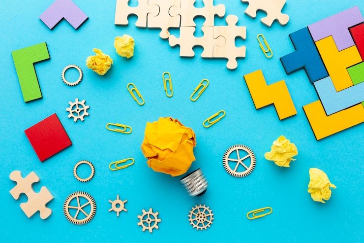 Free Photo flat lay composition with innovation elements