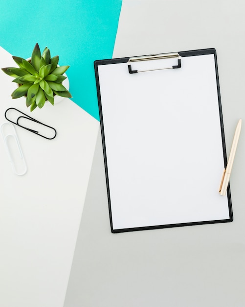 Flat lay concept of clipboard