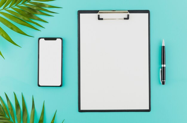 Flat lay concept of clipboard