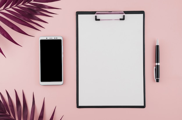 Flat lay concept of clipboard