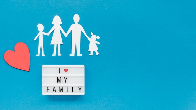 Flat lay creative arrangement of family concept with copy space