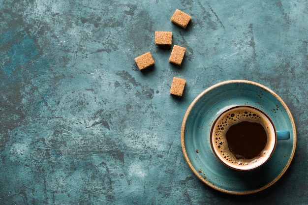 Free photo flat lay creative coffee arrangement with copy space