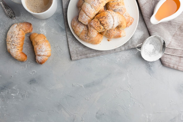 Free photo flat lay croissants frame