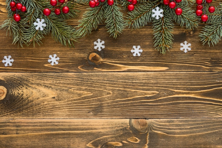 Free Photo flat lay cute winter flowers and snowflakes copy space