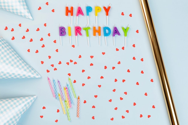 Free photo flat lay decoration with party hat