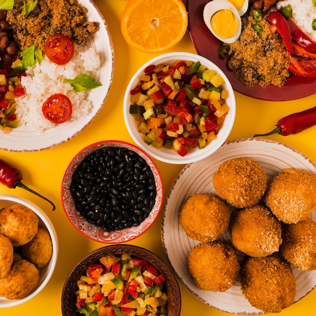 Free photo flat lay delicious brazilian food composition