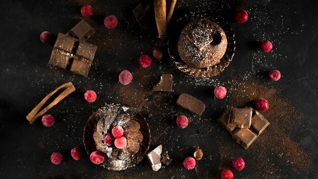 Free photo flat lay of delicious chocolate concept