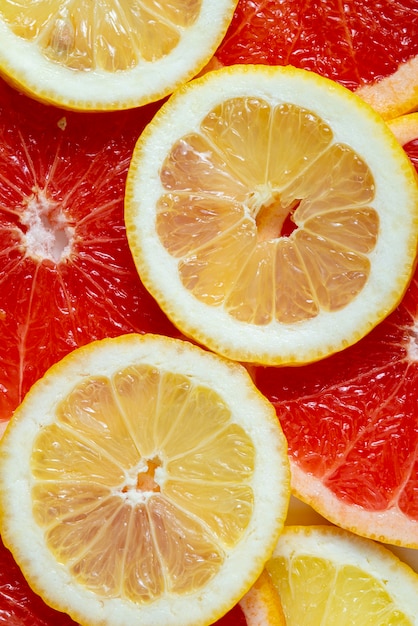 Flat lay delicious citrus arrangement