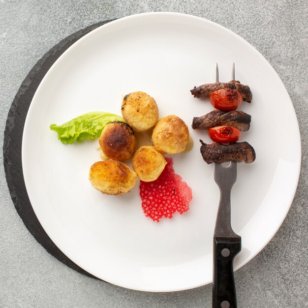 Flat lay of delicious food arrangement