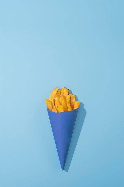 Flat lay delicious french fries