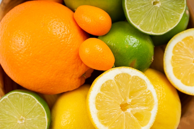 Flat lay delicious fruits arrangement