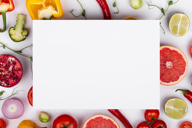 Free Photo flat lay delicious fruits and vegetables