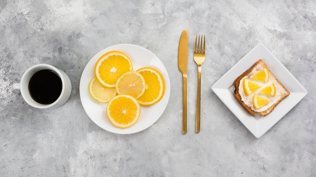 Flat lay of delicious healthy breakfast